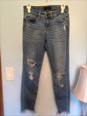 Judy Blue Light Blue Distressed Straight Fit Jeans